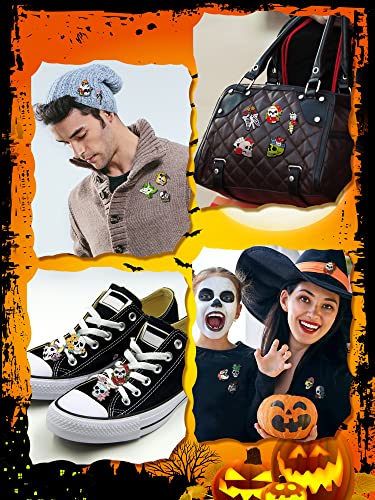 20 Pieces Enamel Pins Skull Spooky Skeleton Set Decorative Cartoon Goth Horror Dark Brooch Cute Lapel Buttons for Jacket Backpack Hat Pant Accessories Assorted (20 Count)