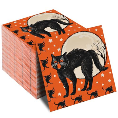 60 Pcs Vintage Halloween Cocktail Paper Napkins 6.5 x 6.5 Inches (60 Count)