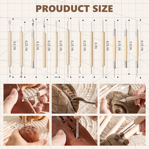 22PCS Wooden Pottery Sculpting Tools