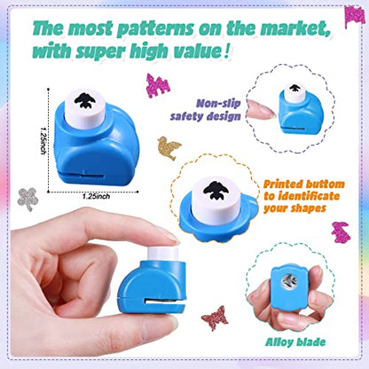 68 Pieces Scrapbook Paper Punch Hole Punches Shape Mini Gift Card Punch Small Scrapbooking Shape Cutters for Nail Stamp Supplies DIY Craft Fun Projects (68 Count)