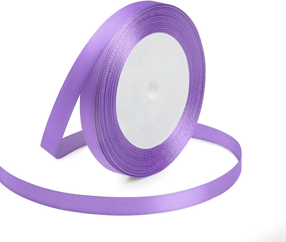 KMER LIFE 3/8 Inches x 25 Yards Solid Lavender Satin Ribbon, Perfect for Crafts, Wedding Decor, DIY Hair Accessories, Sewing, Gift Package Wrapping and More - Crafty Corner