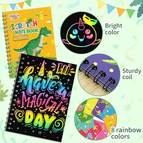 24 Pack Rainbow Scratch Notebook Art Party Favors for Kids