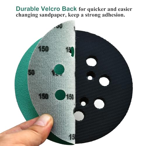 5-Inch 8-Hole Wet Dry Sanding Discs 150 Grit Sandpaper, 50-Pack (50 Count)