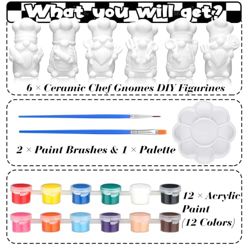 6 Sets Chef Gnome Ceramic Paint Kit (6 Count)