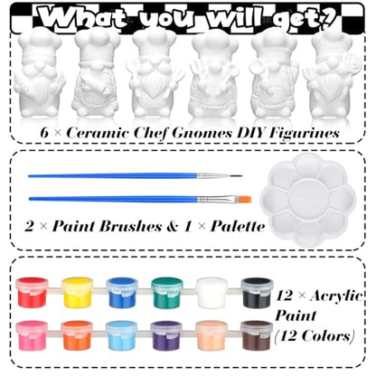 6 Sets Chef Gnome Ceramic Paint Kit (6 Count)