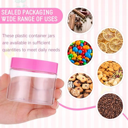 12 Pack 6 oz Plastic Container Jars with Lids Round Clear Travel Cosmetic Container Slime Jars for Toiletries (12 Count)