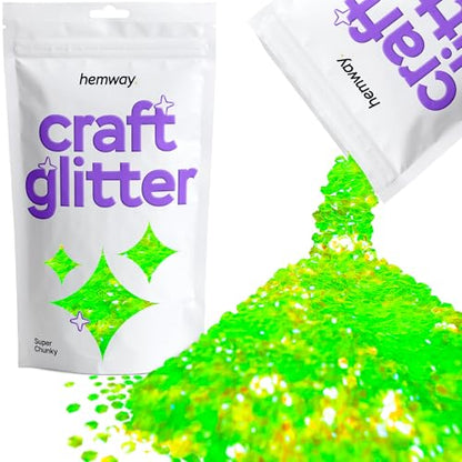 Craft Glitter Fluorescent Neon Green 100g Super Chunky Glitter (3.5274 Ounce)