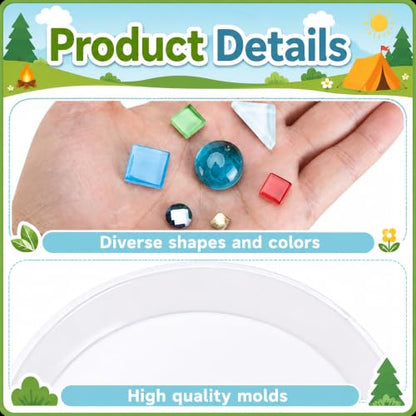 14 Pcs Round Stepping Stone Mold Kit with Mosaic Tiles and Tools for DIY
