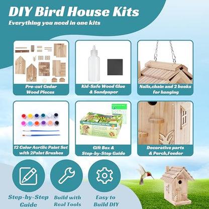 Wooden Birdhouse Kit for Adults to Build (4 Gram)