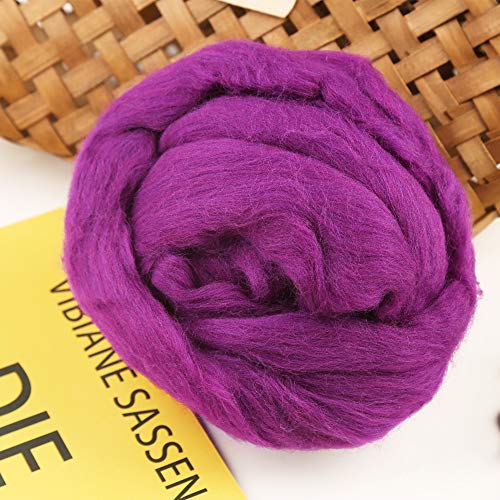 3.53oz Needle Felting Wool Roving for Needle Felting Purple Felting Wool (3.53 Ounce)