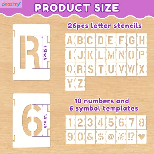 1.5 Inch 42 Pcs Reusable Letter Number Symbol Stencils