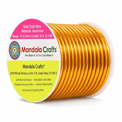 10 Gauge Gold Tone Anodized Aluminum Craft Wire