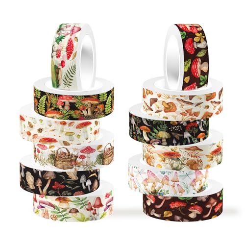 12 Rolls Mushroom Washi Tape Set (12 Count)