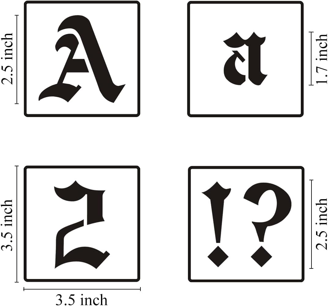 2.5 Inch Alphabet Letter Stencils for Painting - 70 Pack Old English Letter Stencil Templates with Numbers and Signs for Painting on Wood, Reusable Letter Stencils for Chalkboard Wood Signs & Wall Art