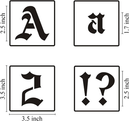 2.5 Inch Alphabet Letter Stencils for Painting - 70 Pack Old English Letter Stencil Templates with Numbers and Signs for Painting on Wood, Reusable Letter Stencils for Chalkboard Wood Signs & Wall Art