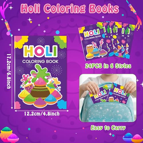Holi Coloring Books for Kids (24 Count)