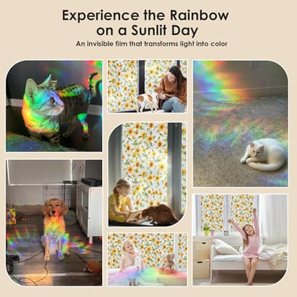 Rainbow 3D Window Stained Glass Privacy Film Decorative