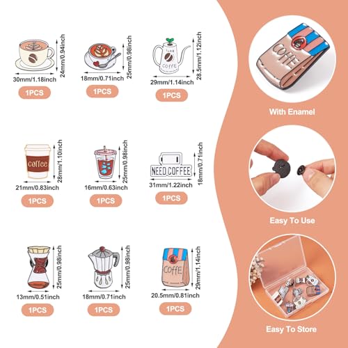 Beadthoven 9pcs coffee cup Enamel Brooch Pins Set (9 Count)