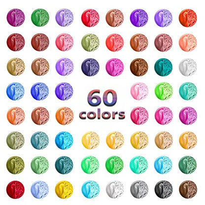 60 Color Natural Cosmetic Grade Shimmer Mica Powder。Resin Pigment (60 Count)