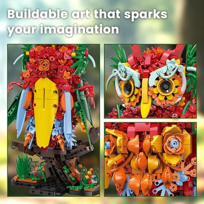 Flower Owl Animal Building Toy for Adults