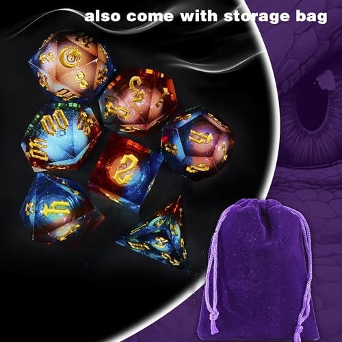 Gradual Magic Red Moon Liquid Core DND Dice Sets for Role Playing Games