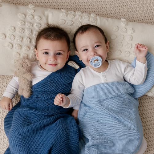 100% Organic Cotton Heritage Knit Textured Baby Quilt Blanket for Boys
