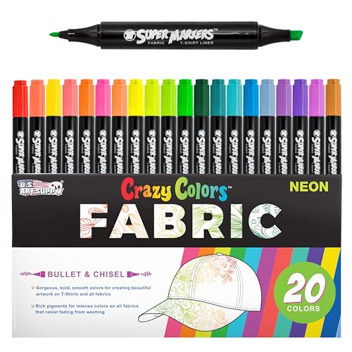 Super Markers 20 Neon Dual Tip Fabric Markers (20 Count)