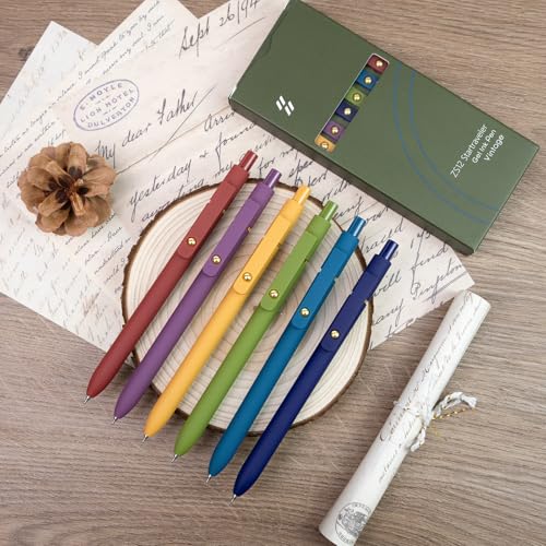 Gel Pens 6 Pack Gold Retro 0.5mm Black Ink Pens Fine Point Smooth Writing Pens for School Office Supplies (6 Count)