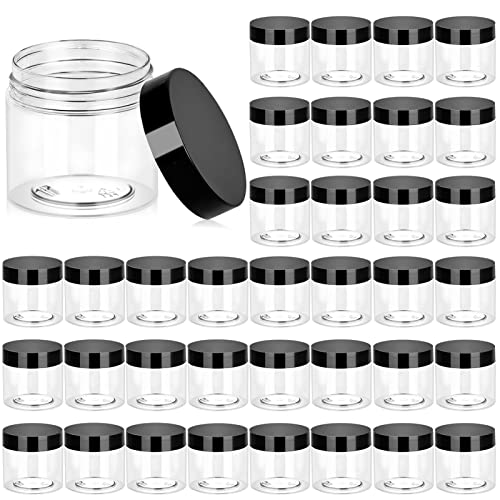 36 Pack 6 OZ Plastic Jars Clear Cosmetic Container with Lids (36 Count)