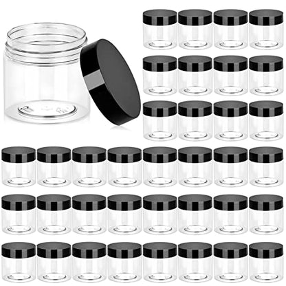 36 Pack 6 OZ Plastic Jars Clear Cosmetic Container with Lids (36 Count)