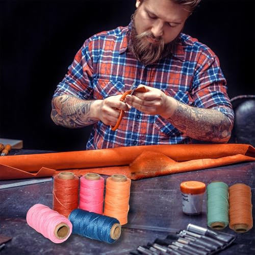 12 Colored Round Waxed Thread 0.8mm