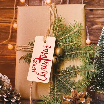 16pcs Merry Christmas Stencils for Card Making Reusable Drawing Believe Christmas Stencils for Painting on Wood Signs (16 Count)