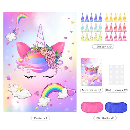 Pin The Horn on The Unicorn Game for Kids Birthday Party