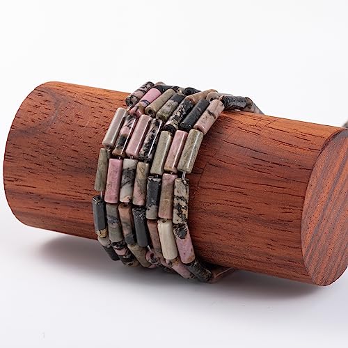 Natural Rhodochrosite Cylinder Tube Beads 4x13mm 38cm (28 Count)