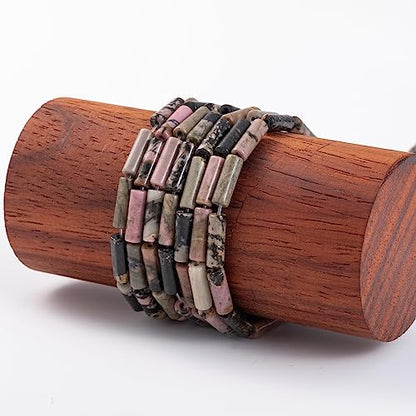 Natural Rhodochrosite Cylinder Tube Beads 4x13mm 38cm (28 Count)
