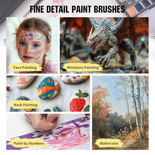 Kolinsky Sable Brushes Miniature 5PCS Professional Fine Detail Micro Artist Paint Brush Set for Watercolor