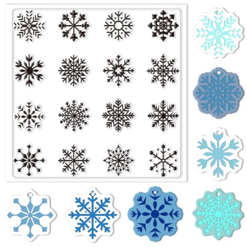 Polymer Clay Texture Sheets Winter Snowflakes Silicone Texture Stamp Christmas Clay Texture Mat Modeling Pattern Pad Texture Sheets for Polymer Clay Making Earrings Jewelry 5.5x5.5inch