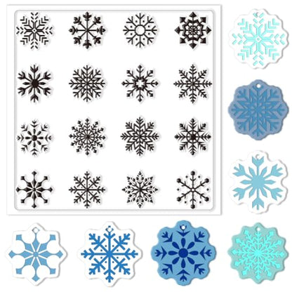 Polymer Clay Texture Sheets Winter Snowflakes Silicone Texture Stamp Christmas Clay Texture Mat Modeling Pattern Pad Texture Sheets for Polymer Clay Making Earrings Jewelry 5.5x5.5inch