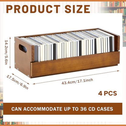 4 Set Wooden CD Storage Box (4 Count)