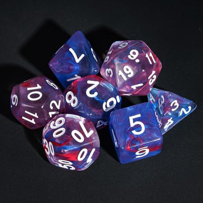 7 Die DND Dice Set Polyhedral Dice Set with a Leather Dice Bag (7 Count)
