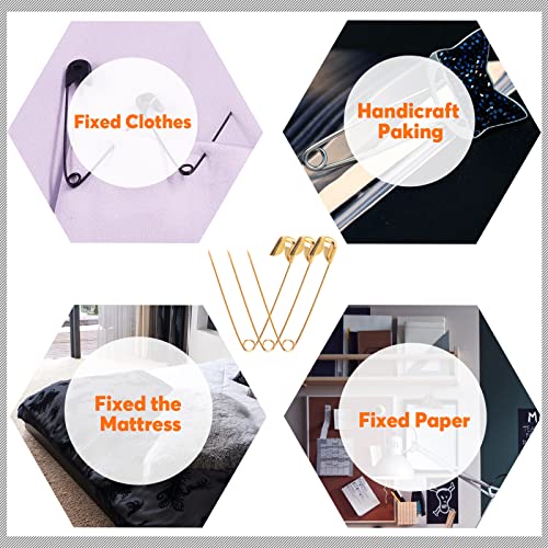 960Pcs Safety Pins Assorted 6 Sizes Variety Pack Large and Small Metal Safety Pin Gold Silver Black for Clothing Art Crafts Sewing Quilting Jewelry Making (960 Count)
