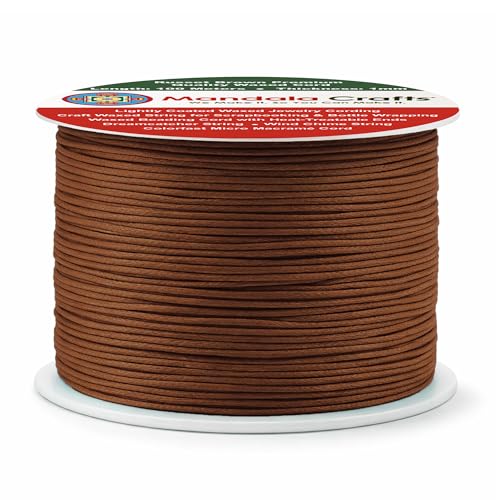 1mm Russet Brown Cotton Waxed Cord for Jewelry Making (327 Foot)