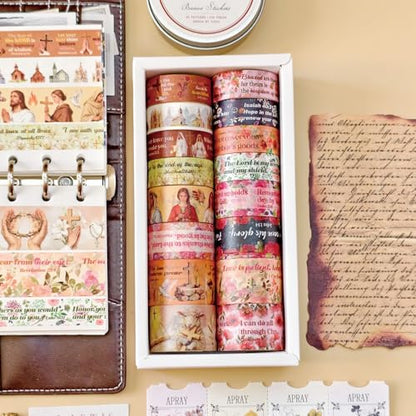 Christian Washi Tape 16 Rolls Aesthetic Decorative Cute Scrapbook Tape