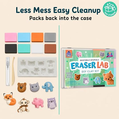 DIY Clay Cute Mini Animal Eraser Kit for Kids Ages 4
