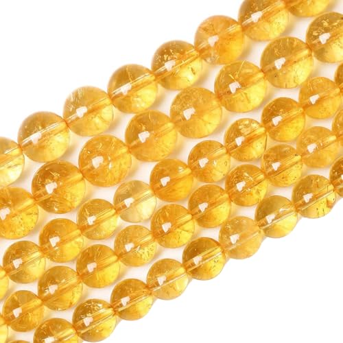6mm 60Pcs Natural Citrine Beads for Jewelry Making Gemstone Round Loose Beads DIY Bracelet Necklace (16 Count)