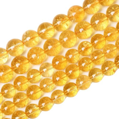 6mm 60Pcs Natural Citrine Beads for Jewelry Making Gemstone Round Loose Beads DIY Bracelet Necklace (16 Count)