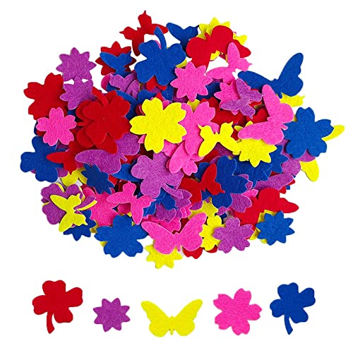 Craft Stickers Felt Stickers for Kids Clover Butterfly Flower 120pcs (4 Count)