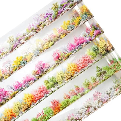 6 Rolls Transparent Floral and Botanical PET Tape Set (6 Count)