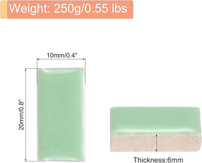 MECCANIXITY 250g Ceramic Mosaic Tiles for Crafts Bulk, Rectangle Light Green Ceramic Tile for Mosaic Kits Garden Stepping Stone Cup Mat