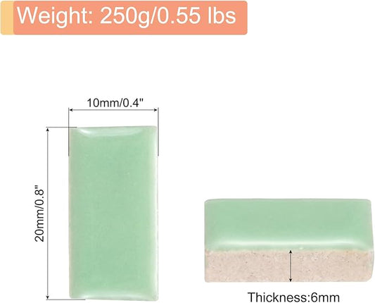 MECCANIXITY 250g Ceramic Mosaic Tiles for Crafts Bulk, Rectangle Light Green Ceramic Tile for Mosaic Kits Garden Stepping Stone Cup Mat